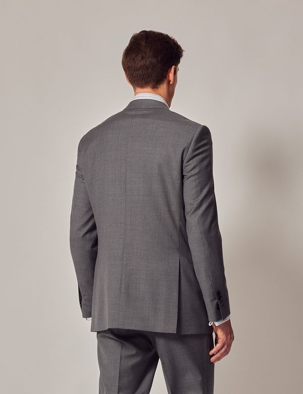 Men's Mid Grey 2 Piece Twill Wool Slim Fit Suit | Hawes and