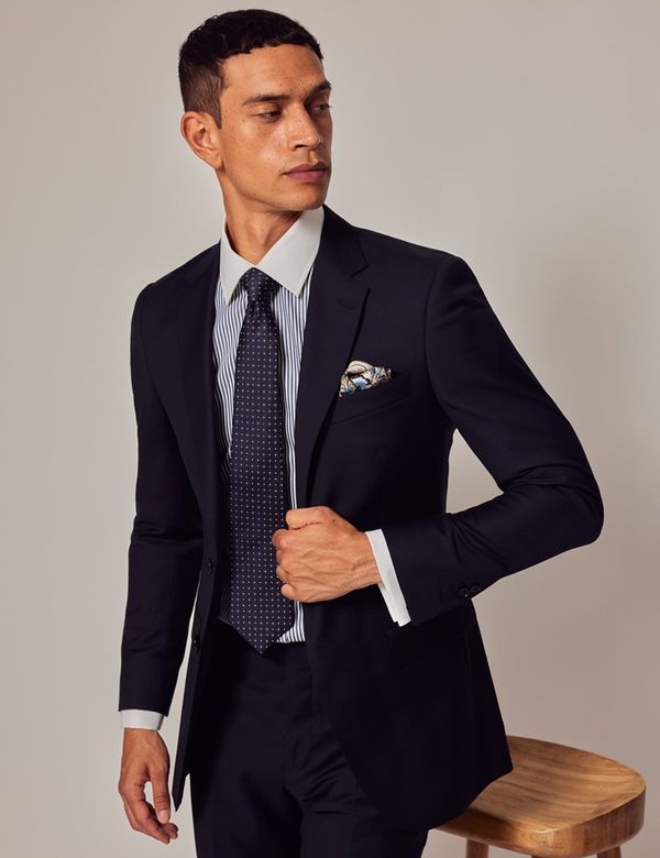 Men's Navy Twill Wool Slim Fit Suit| Hawes & Curtis Men's Navy Twill Wool Slim Fit Suit| Hawes & Curtis