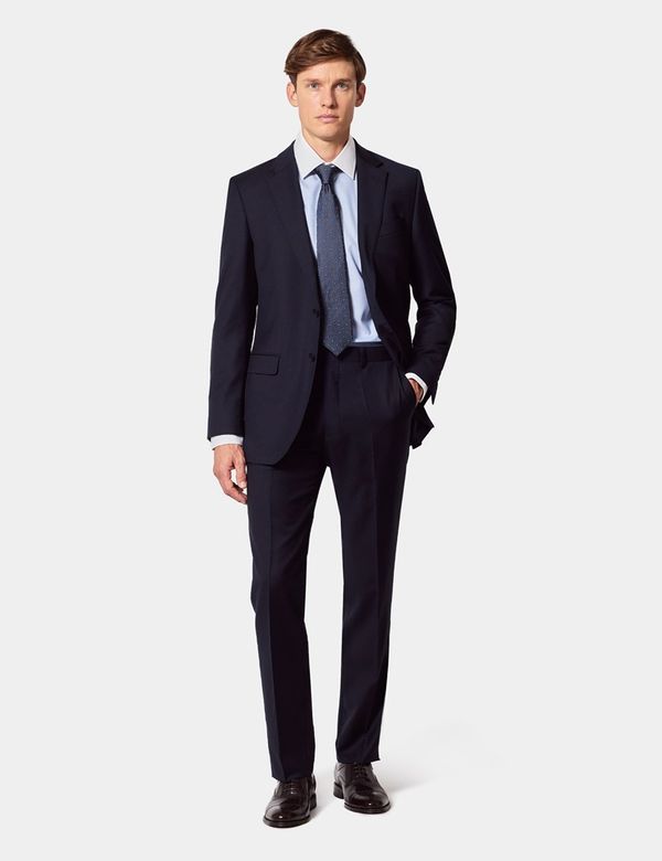 『TSJ SUITS 3P NAVY L』 Men's Navy Twill Wool Slim Fit Suit| Hawes & Curtis