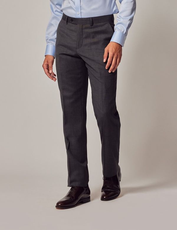 Men's Charcoal Twill Weave 3 Piece Slim Fit Suit | Hawes