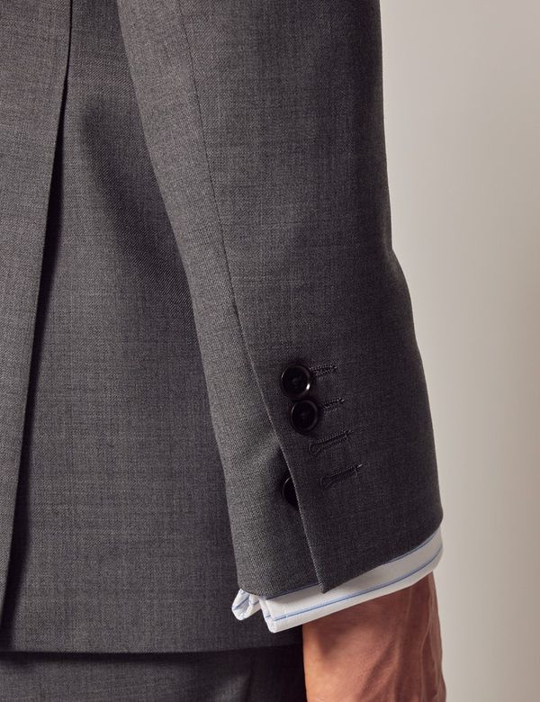 Men's Mid Grey 3 Piece Twill Slim Fit Suit - Super 100s Wool