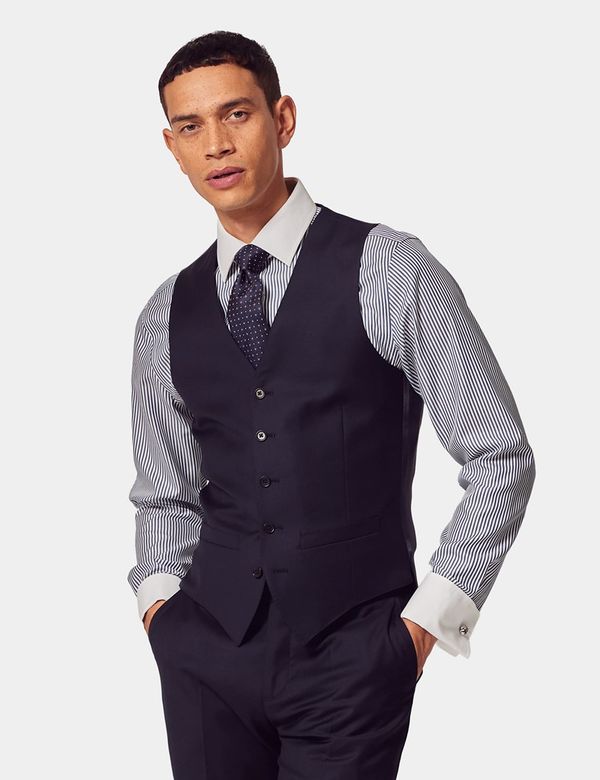 『TSJ SUITS 3P NAVY L』 Men's Navy Twill 3 Piece Slim Fit Suit