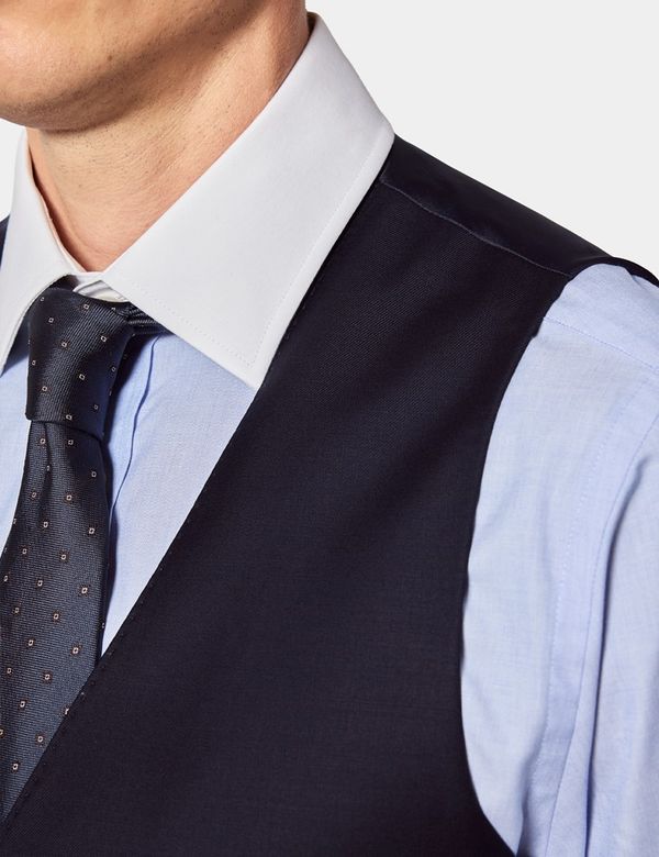 Men's Navy Twill 3 Piece Slim Fit Suit