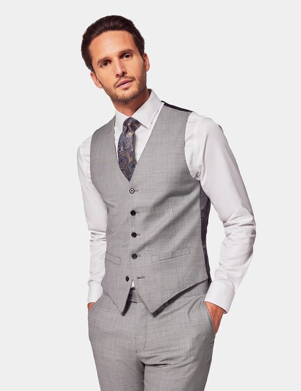 Hawes & Curtis Slim Fit Light Grey Twill Suit | Wool | Plain | Men's