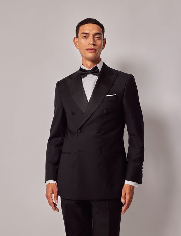 Winchester Square Slim Fit All Black Double Breasted Two