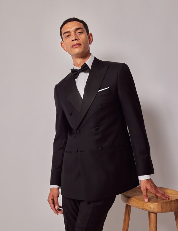 Men's Black Dinner Double Breasted Slim Suit | Hawes & Curtis