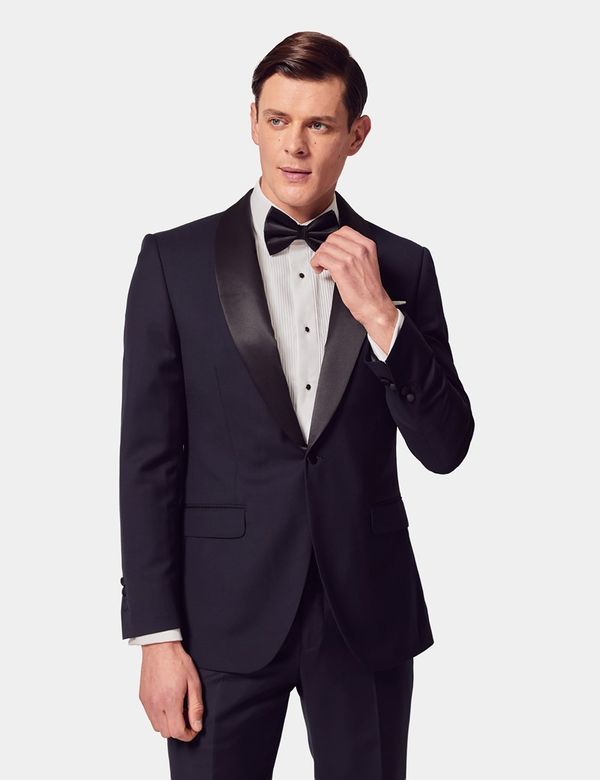 Hawes & Curtis Slim Fit Navy Shawl Dinner Suit | Wool | Plain | Men's Hawes & Curtis Slim Fit Navy Shawl Dinner Suit | Wool | Plain | Men's