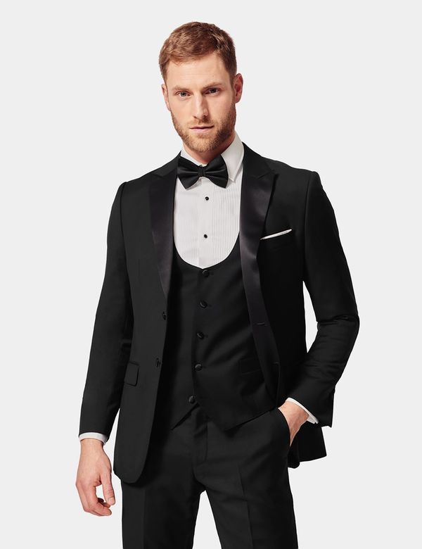 Men's Black Wool Piece Slim Fit Tuxedo| Hawes Curtis