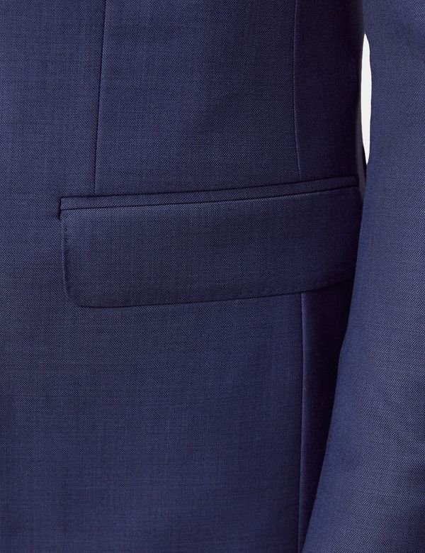 Men's Mid Blue Sharkskin Slim Fit Suit Jacket | Hawes & Curtis