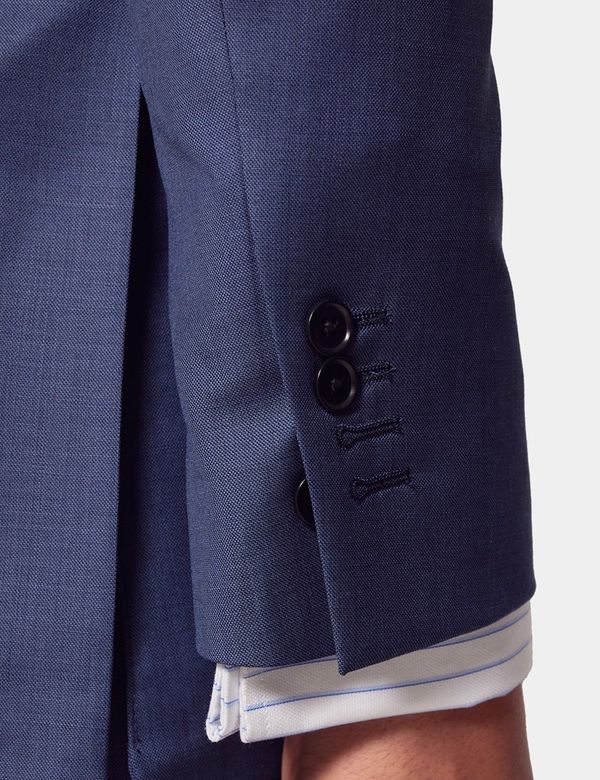 Men's Mid Blue Sharkskin Slim Fit Suit | Hawes & Curtis