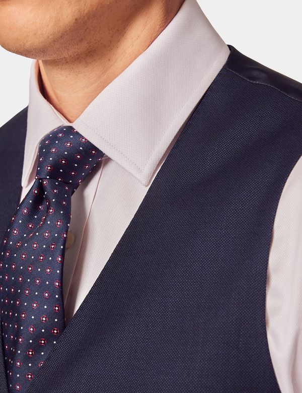 Men's Navy Hopsack 3 Piece Slim Fit Suit | Hawes & Curtis