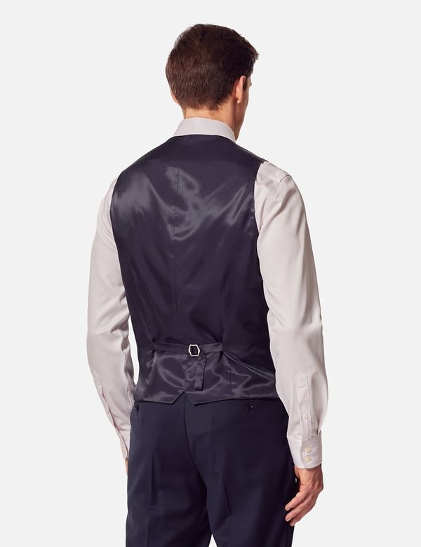 Men's Navy Hopsack 3 Piece Slim Fit Suit | Hawes & Curtis