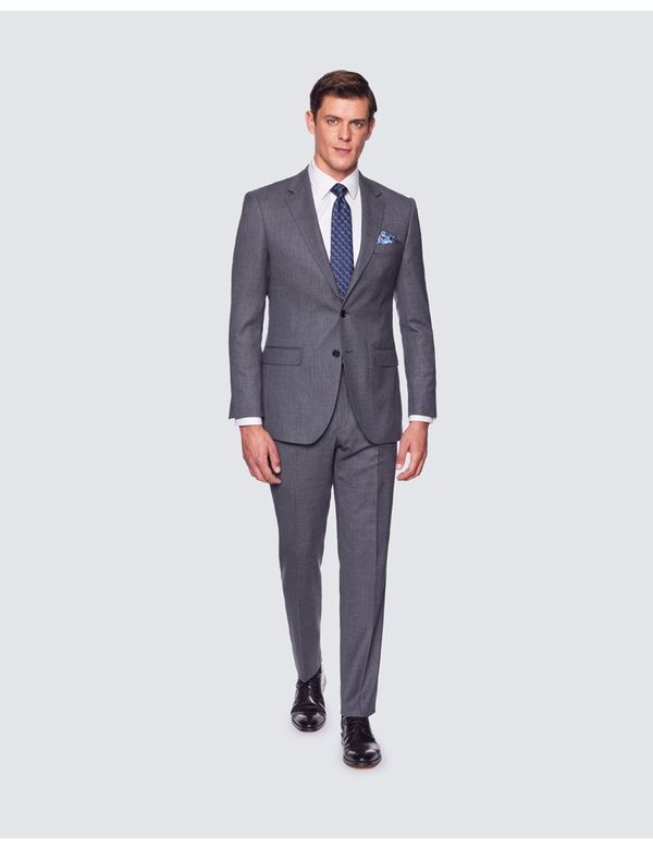 Men's Grey Birdseye Plain 3 Piece Slim Fit Suit | Hawes & Curtis