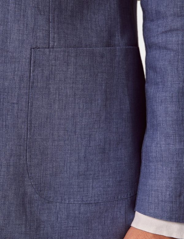 Men's Denim Blue Linen Slim Fit Suit Jacket | Hawes & Curtis