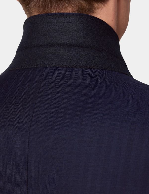 Men's Navy Herringbone Classic Suit | Hawes and Curtis