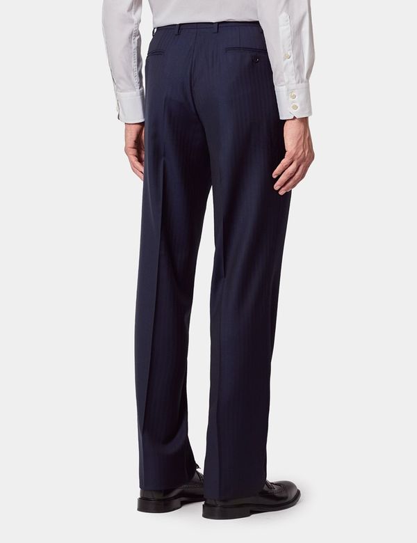 Men's Navy Herringbone Classic Suit | Hawes and Curtis