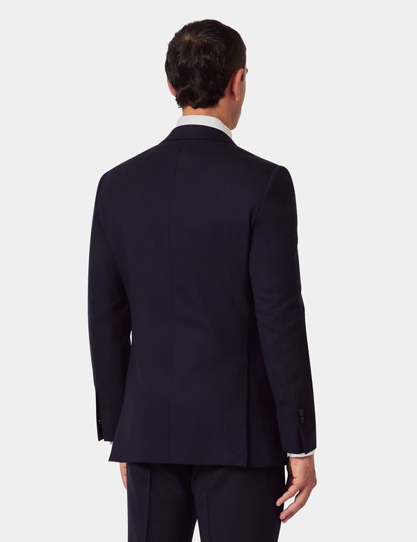 Men's Midnight Blue Semi Plain Wool Slim Fit Suit Jacket | Hawes
