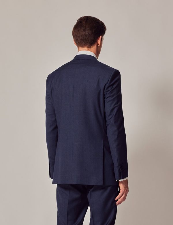 Men's Blue Semi Plain Zigzag Slim Fit Suit Jacket Men's Blue Semi Plain Zigzag Slim Fit Suit Jacket