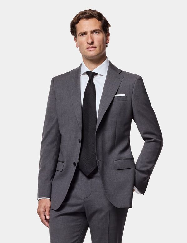 mens grey dress jacket Hawes & Curtis Slim Fit Dark Suit | Wool Stretch | Plain grey suit jacket with jeans