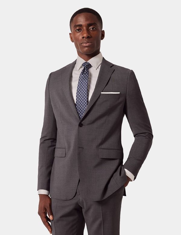 Men's Dark Grey Stretch Wool Slim Fit Suit| Hawes & Curtis