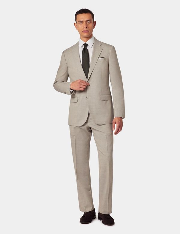 Men's Greige Italian Wool Tailored Fit Suit - 1913