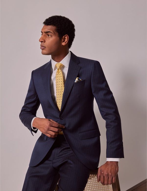 Men's Navy Pinstripe Italian Tailored Suit Jacket 1913