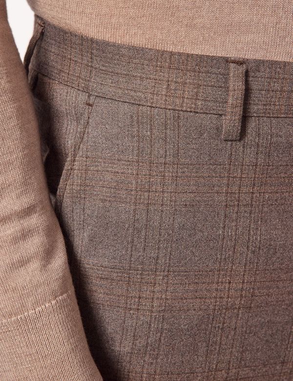 Hawes & Curtis Tailored Fit Brown Plaid 1913 Suit | Wool Flannel | Men's