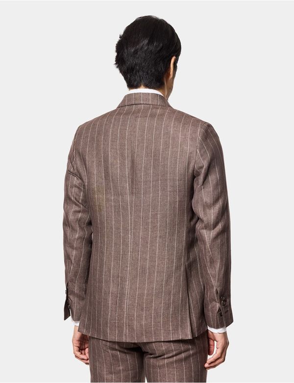 Men's Tailored Fit Dark Brown Stripe 1913 Suit Jacket | Hawes & Curtis