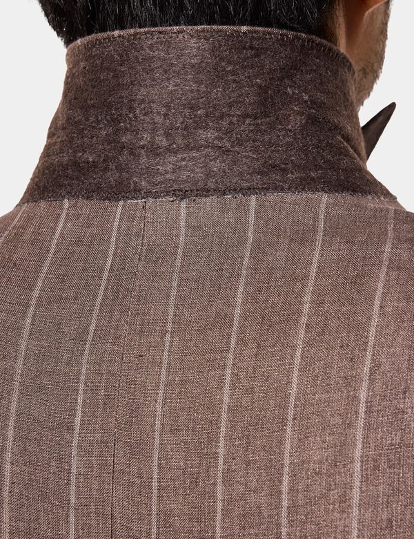 Men's Tailored Fit Dark Brown Stripe 1913 Suit Jacket | Hawes & Curtis