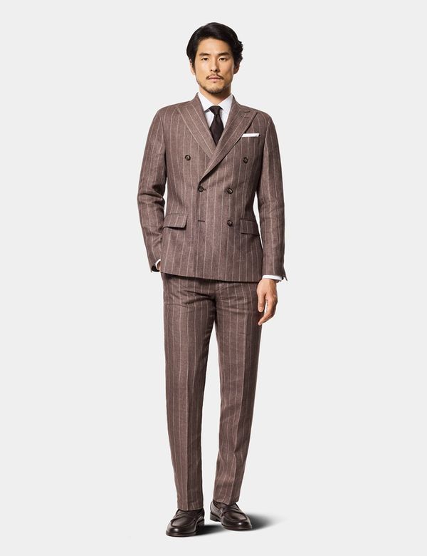 Men's Tailored Fit Dark Brown Stripe 1913 Suit Jacket | Hawes & Curtis