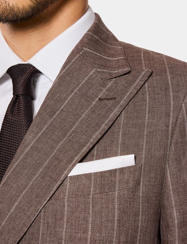 Men's Tailored Fit Dark Brown Stripe 1913 Suit | Hawes & Curtis