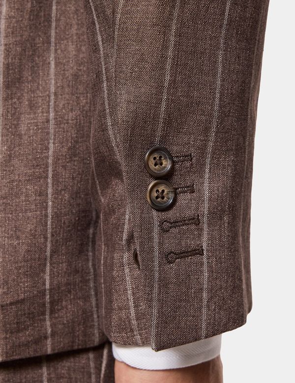 Men's Tailored Fit Dark Brown Stripe 1913 Suit | Hawes & Curtis