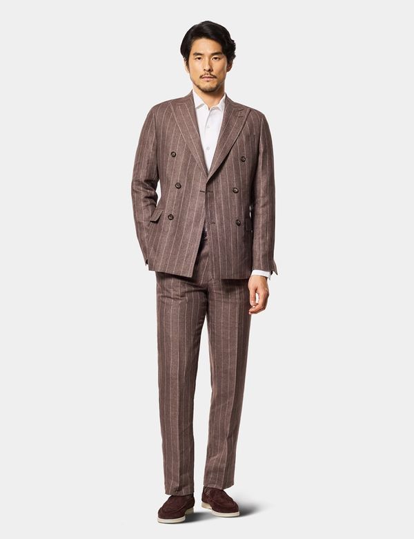 Men's Tailored Fit Dark Brown Stripe 1913 Suit | Hawes & Curtis