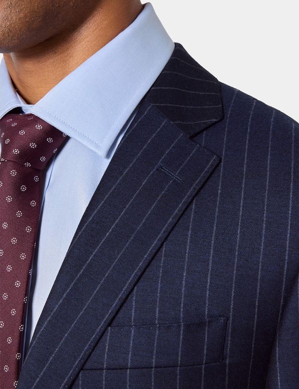 Made To Measure Navy Fancy Chalk Stripe 2 Piece Suit