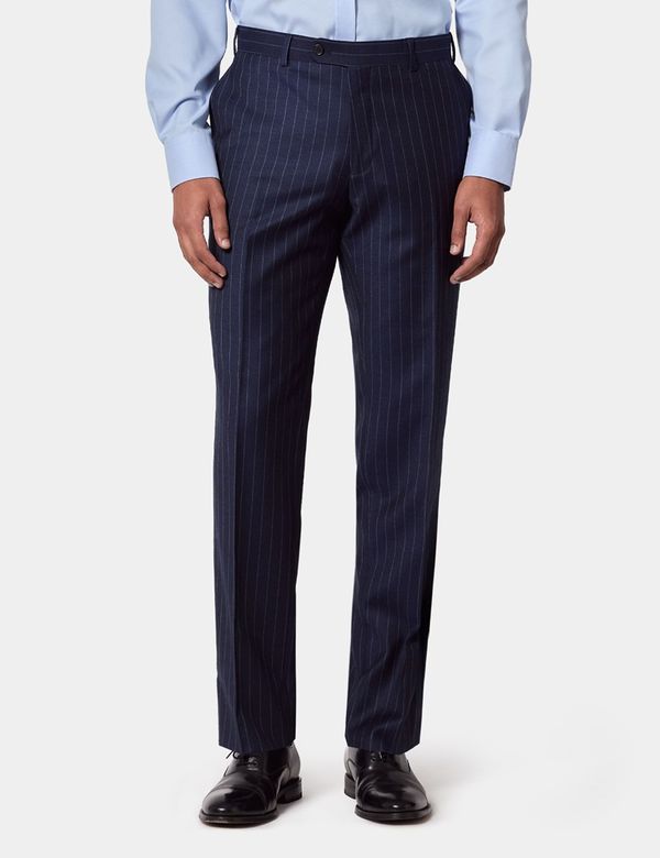 Men's Tailored Fit Navy Chalk Stripe Suit | Hawes & Curtis