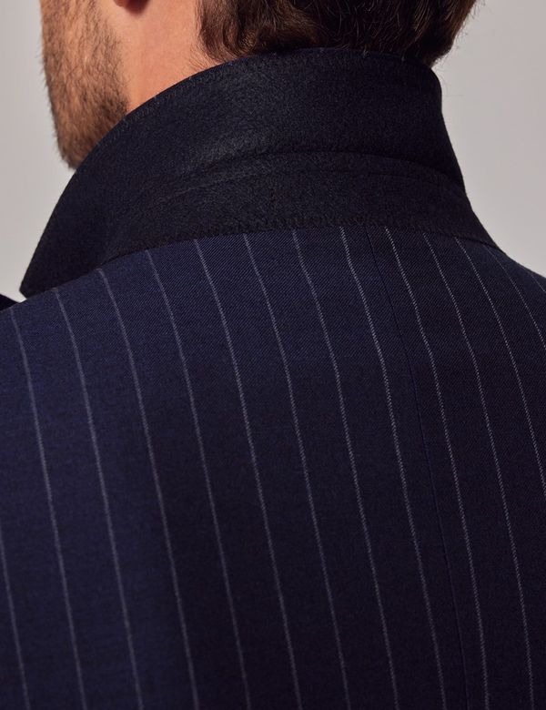 Men's Navy Chalk Stripe Double Breasted Slim Fit Suit Men's Navy Chalk Stripe Double Breasted Slim Fit Suit