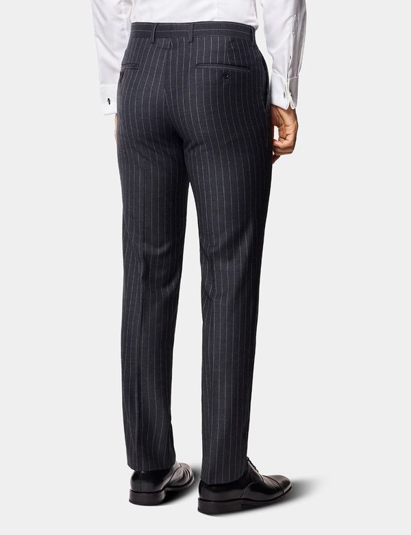 Men's Charcoal Chalk Stripe Double Breasted Slim Suit | Hawes & Curtis