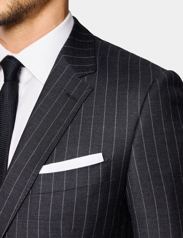 Men's Charcoal Chalk Stripe Slim Suit Jacket | Hawes & Curtis
