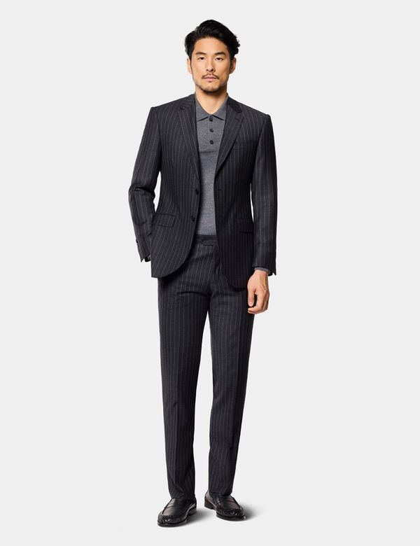 Men's Charcoal Chalk Stripe Slim Suit Jacket | Hawes & Curtis