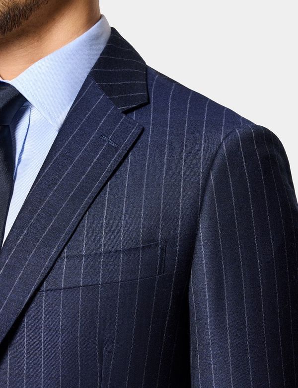 Hawes & Curtis Slim Fit Navy Chalk Stripe Suit Jacket | Wool | Striped | Men's Hawes & Curtis Slim Fit Navy Chalk Stripe Suit Jacket | Wool | Striped | Men's