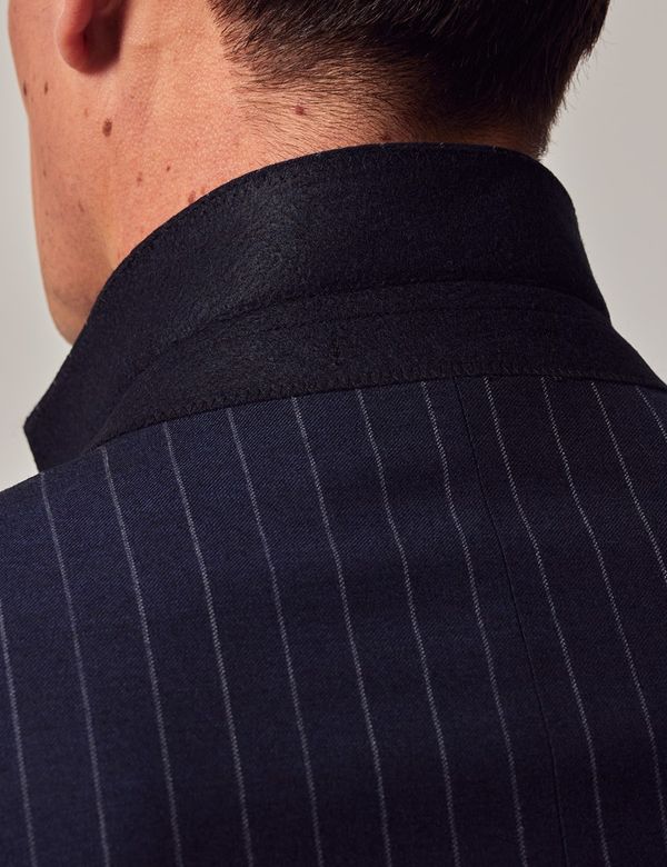 Men's Brown Chalk Stripe Wool Slim Fit Suit