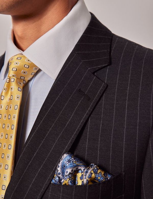 Mens Chalk Stripe Suit - Black and Gold Suit main image 0