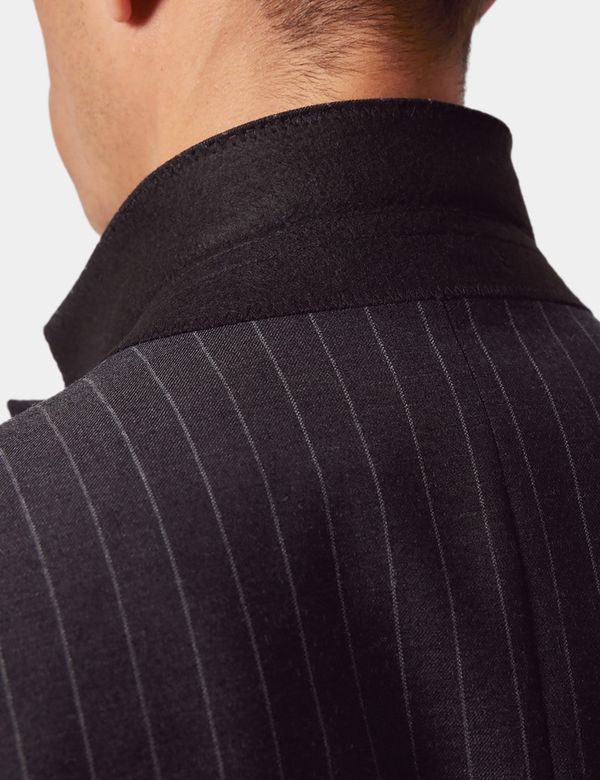 Mens Chalk Stripe Suit - Black and Gold Suits