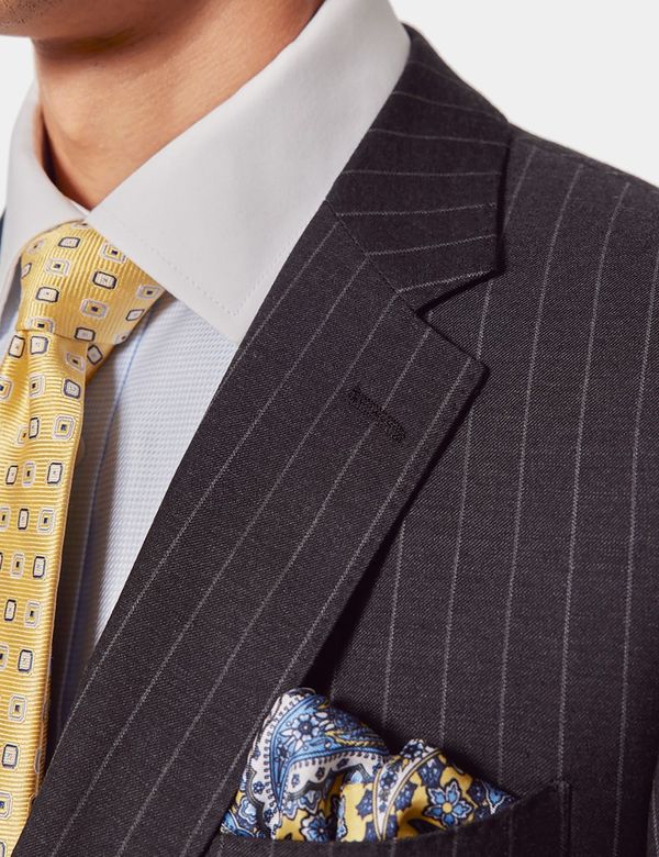 Mens Chalk Stripe Suit - Black and Gold Stripe Suit