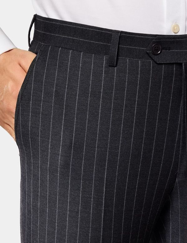Men's Charcoal Chalk Stripe Wool Slim Fit Suit| Hawes & Curtis