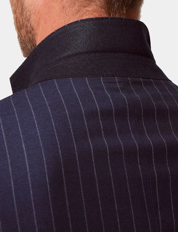 Men's Navy Chalk Stripe Classic Fit Suit Jacket | Hawes & Curtis
