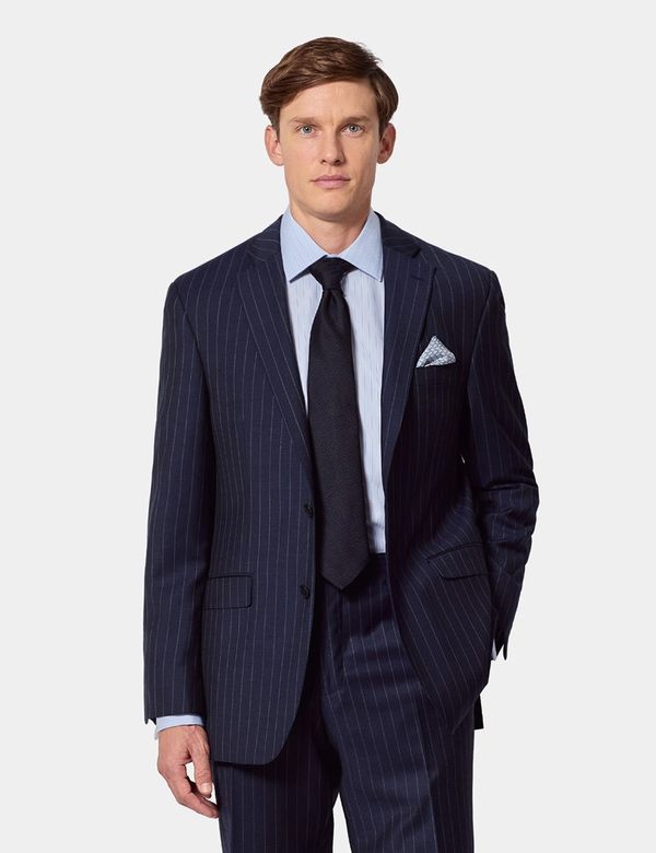 Men's Navy Chalk Stripe Classic Fit Suit Jacket | Hawes & Curtis