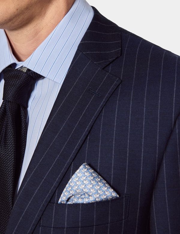 Men's Navy Chalk Stripe Classic Fit Suit Jacket | Hawes & Curtis