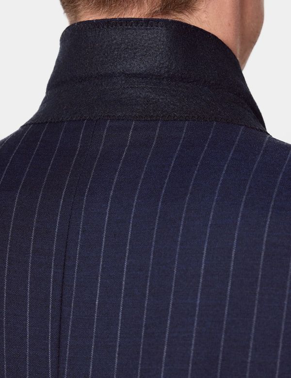Men's Navy Chalk Stripe Classic Fit Suit Jacket | Hawes & Curtis