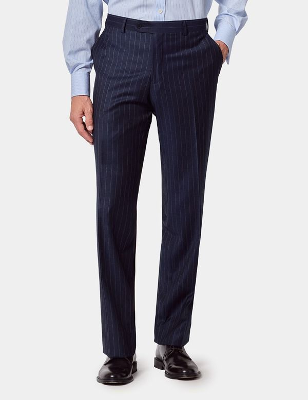 Men's Navy Chalk Stripe Classic Fit Suit | Hawes & Curtis